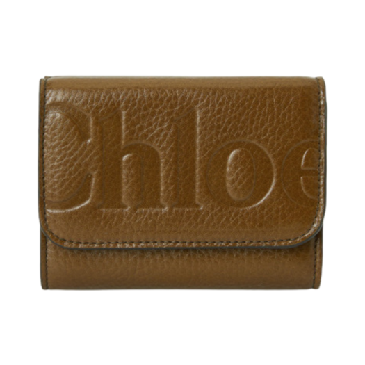 CHC24WP451O2120V Chloe Leather Small 3 Step Wallet Dark Khaki