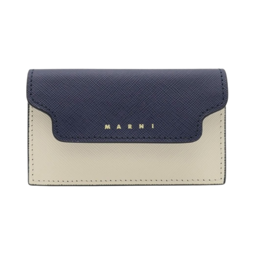 Marni Saffiano Business Card Case Blueblack Shell Mocha