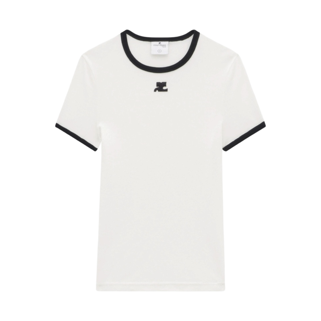 (W) 꾸레쥬 리에디션 범피 콘트라스트 티셔츠 헤리티지 화이트 블랙((W) Courreges Reedition Bumpy Contrast T-Shirt Heritage White Black)