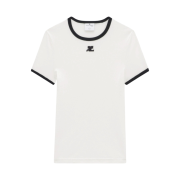 (W) Courreges Reedition Bumpy Contrast T-Shirt Heritage White Black
