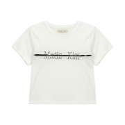 (W) Matin Kim Cutted Logo Crop Top White
