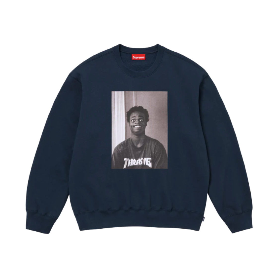 슈프림 x 트레셔 크루넥 네이비 - 24FW(Supreme x Thrasher Crewneck Navy - 24FW)