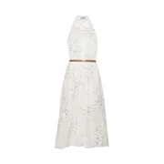 (W) Prada Embroidered Organza Dress White