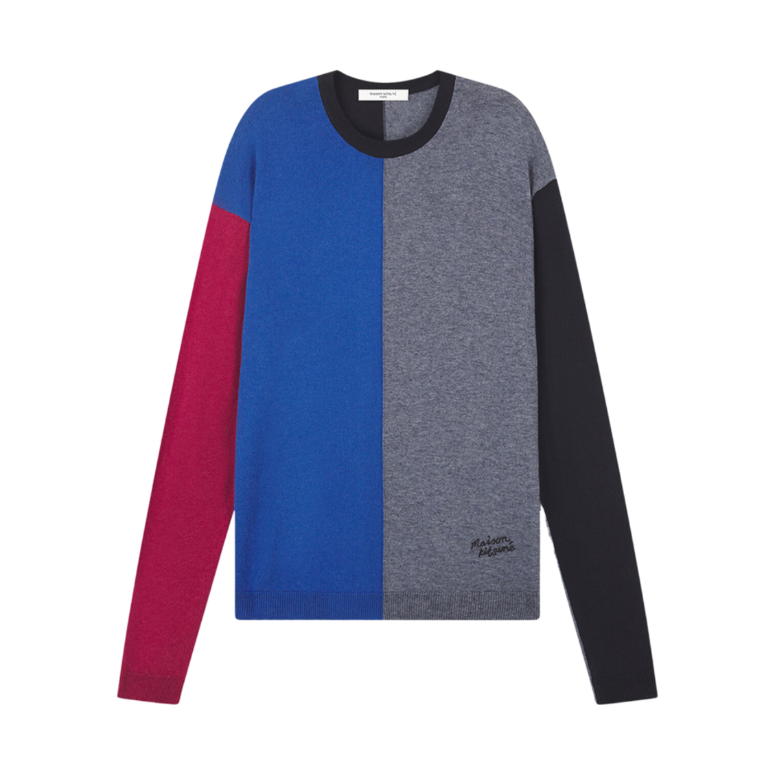 메종 키츠네 컬러 블록 레귤러 점퍼 쿼츠 블루 스톤(Maison Kitsune Colour Block Regular Jumper Quartz Blue Stone) - 1