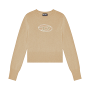 (W) Diesel M-Areesa Jumper with Embroidered Cut-Out Logo Knit Beige