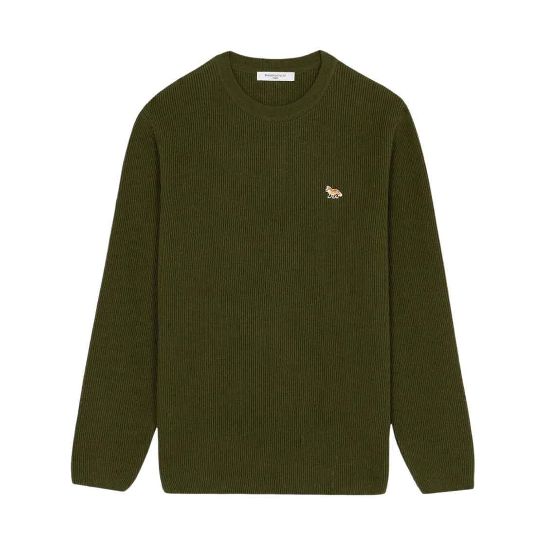 메종 키츠네 베이비 폭스 패치 릴렉스드 풀오버 니트 다크 카키(Maison Kitsune Baby Fox Patch Relaxed Pullover Knit Dark Khaki) - 1