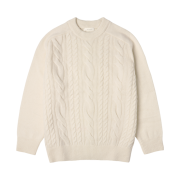 Siyazu SIKN2132 Loose Fit Cable Round Knit Cream