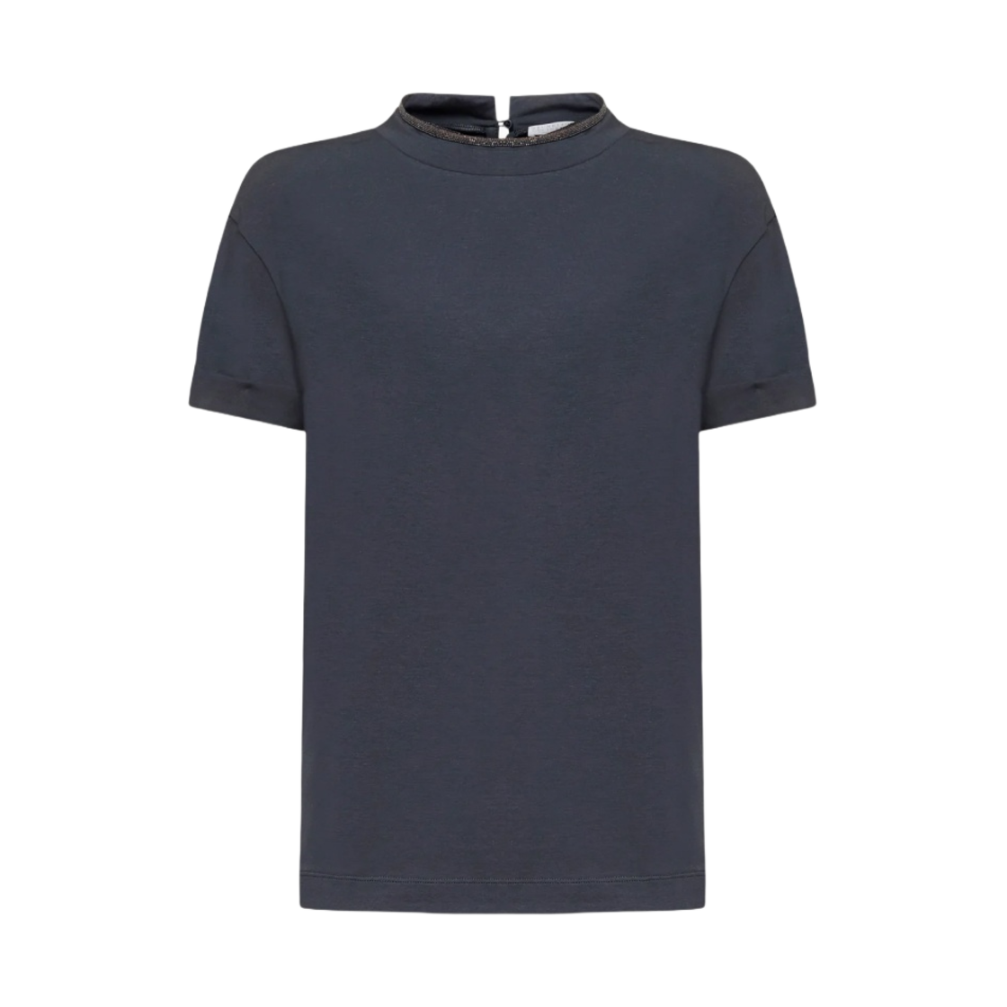 (W) 브루넬로 쿠치넬리 스트레치 저지 티셔츠 네이비((W) Brunello Cucinelli Stretch Jersey T-Shirt Navy)