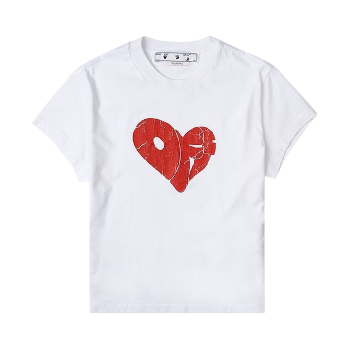 (W) 오프화이트 하트 로고 프린팅 티셔츠 화이트 레드
