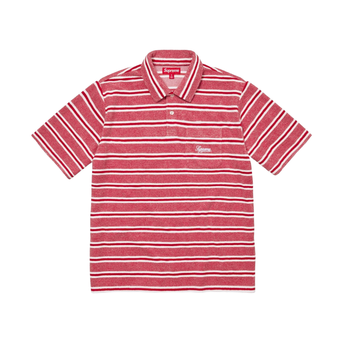 슈프림 스트라이프 테리 숏슬리브 폴로 레드 - 24SS | Supreme | KREAM