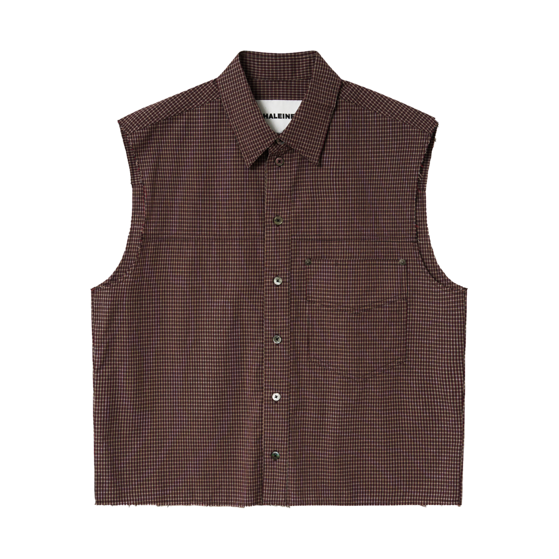 WT230 Haleine Cut-Off Check Sleeveless Shirt Red