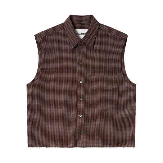 WT230 Haleine Cut-Off Check Sleeveless Shirt Red