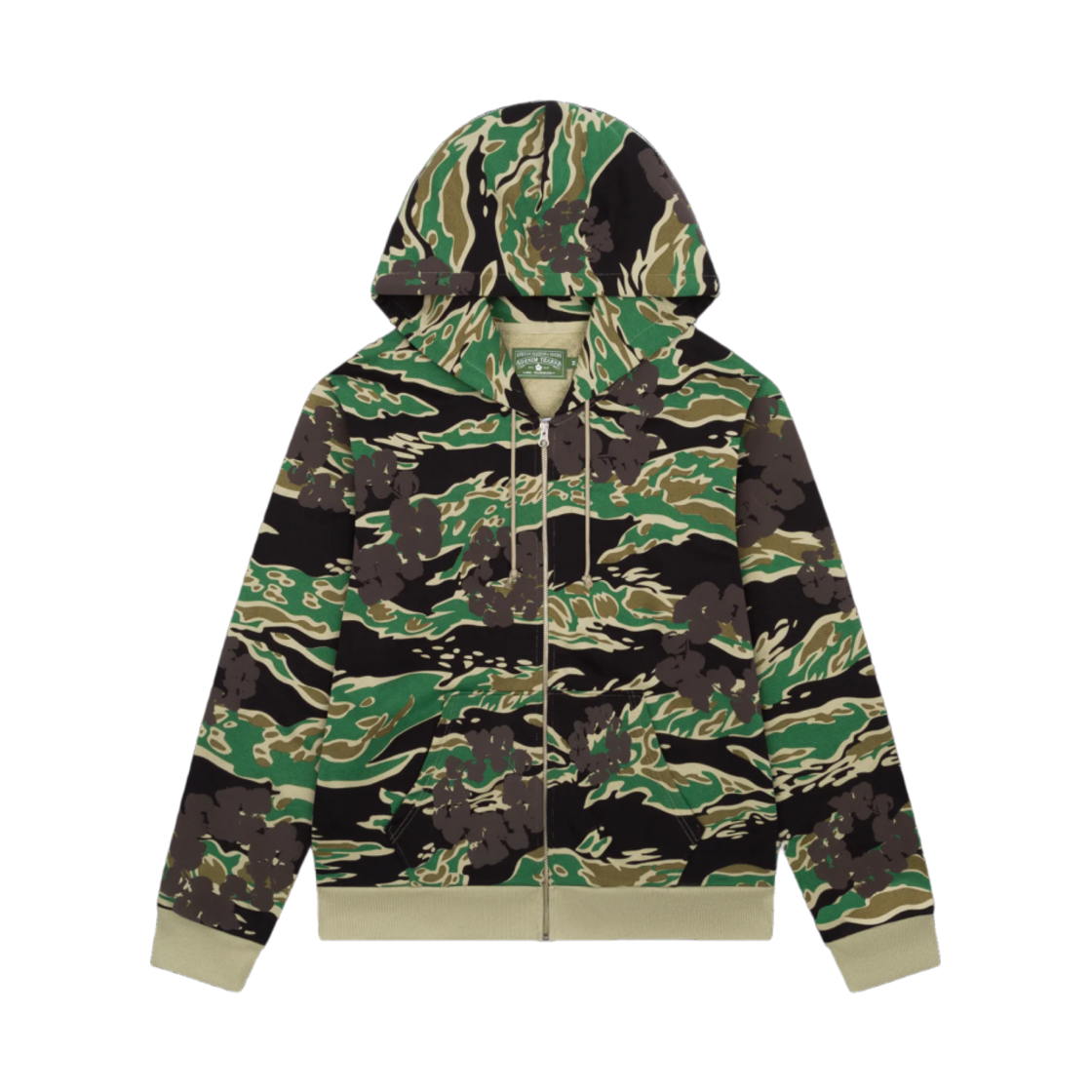 - Denim Tears Cotton Wreath Zip Hoodie Tiger Camo