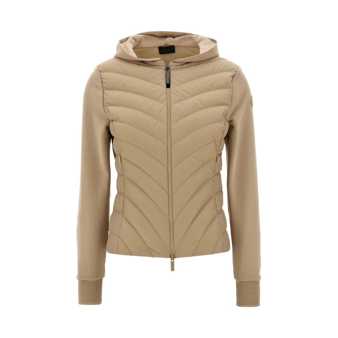 (W) 몽클레르 패딩 후드 집업 베이지 - 25SS((W) Moncler Padding Hood Zip Up Beige - 25SS) - 1