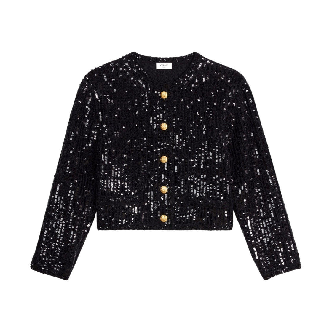 (W) 셀린느 립드 모헤어 자수 가디건 블랙((W) Celine Embroidered Cardigan in Ribbed Mohair Black) - 1