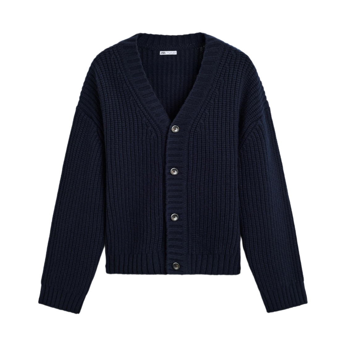 자라 스트럭처드 울 가디건 네이비 블루(Zara Structured Wool Cardigan Navy Blue)