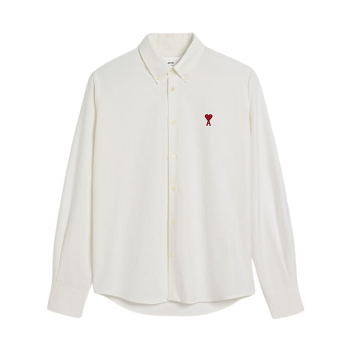 아미 스몰 하트 로고 코튼 옥스포드 버튼 다운 셔츠 내츄럴 화이트(AMI de Coeur Cotton Oxford Button Down Shirt Natural White)