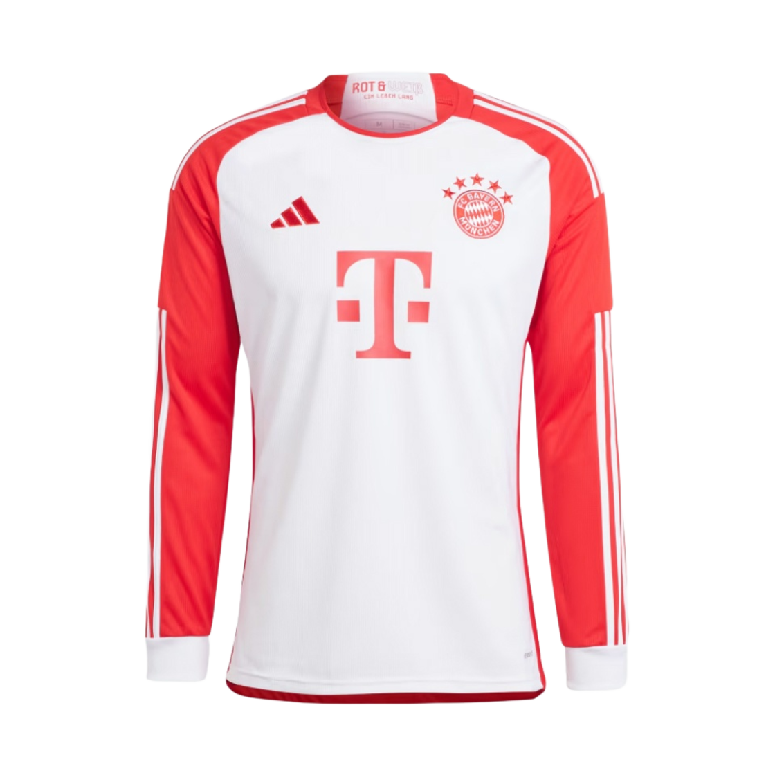아디다스 바이에른 뮌헨 2023/24 롱슬리브 홈 저지 레드 화이트 - US 사이즈(Adidas Bayern Munchen 2023/24 Long Sleeve Home Jersey Red White - US Sizing)