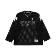BAPE Line Camo Multi Logo Relaxed Fit Football Jersey Black