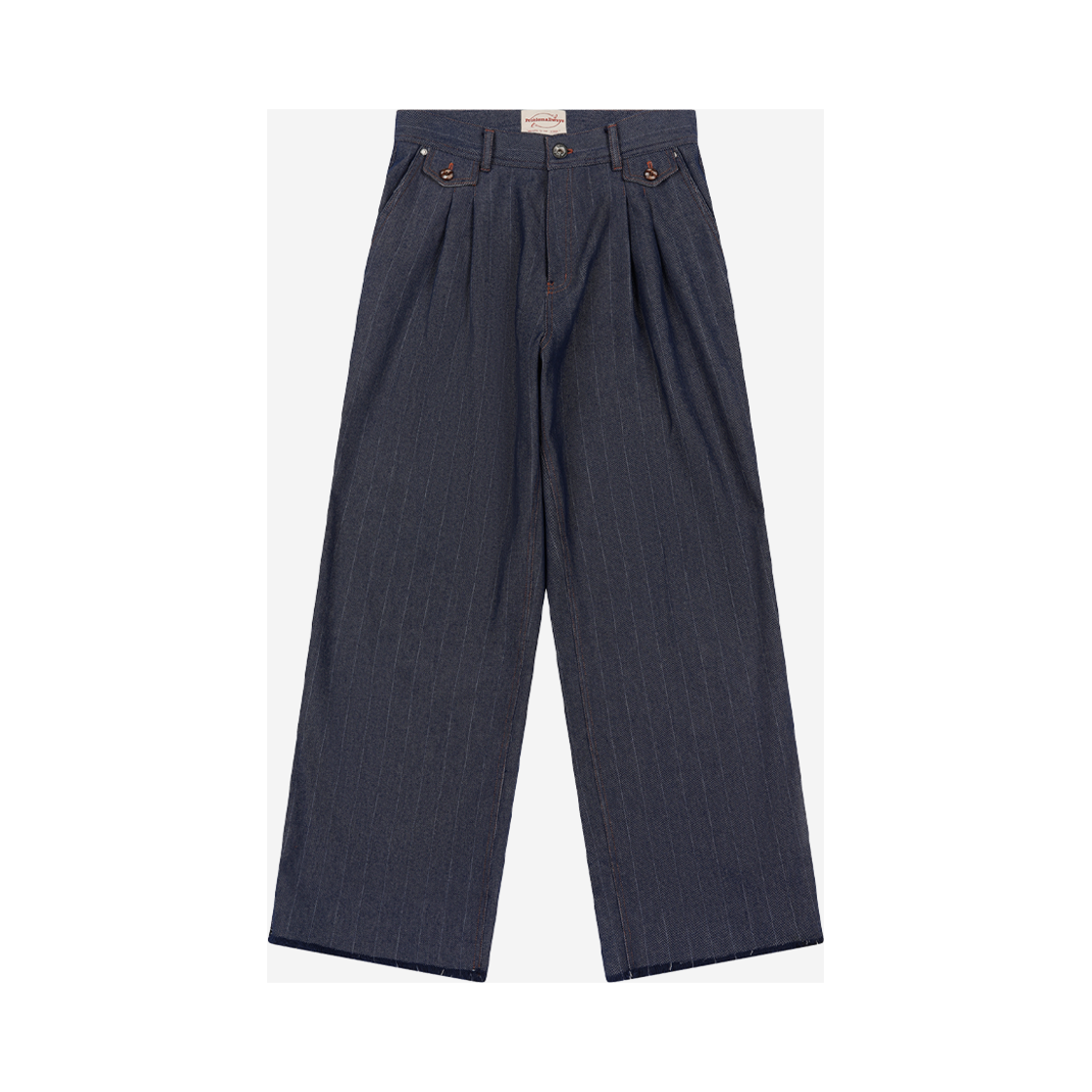 S02PT02NV Problemallways Papa's Daily Stripe Denim Pants Navy