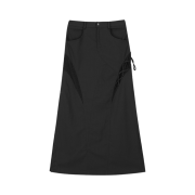 Art of Field Unbalance Ribbon Long Skirt Dark Gray