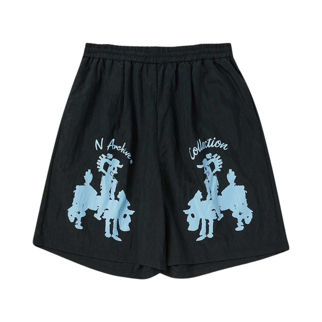NV24SUSP04BK N ARCHIVE Light Weight Hand Drawing Nylon Bumuda Pants Black