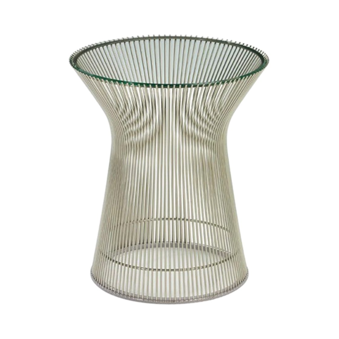 KNOLL3 Knoll Platner Side Table Nickel Clear Glass 400mm