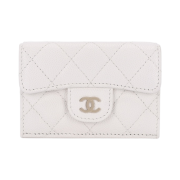 Chanel Classic Small Flap Wallet Grained Calfskin & Gold White