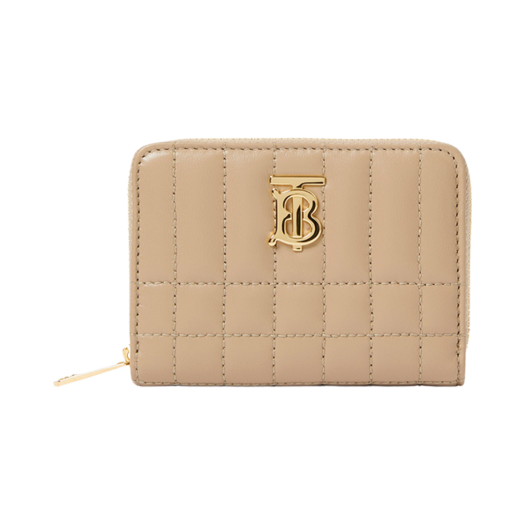 Burberry Quilted Leather Lola Zip Wallet Oat Beige