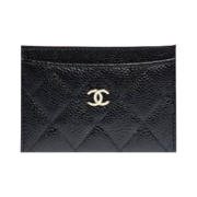 Chanel Classic Card Holder Grained Calfskin & Gold Black