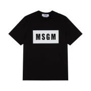 MSGM Cotton T-Shirt with Box Logo Black