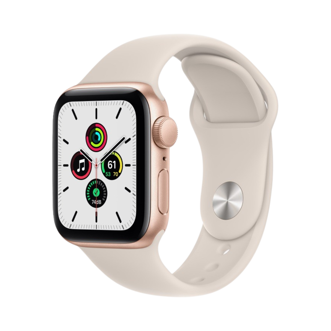 애플 워치 SE 40mm GPS 골드 알루미늄 케이스 스포츠 밴드 스타라이트 (국내 정식 발매 제품)