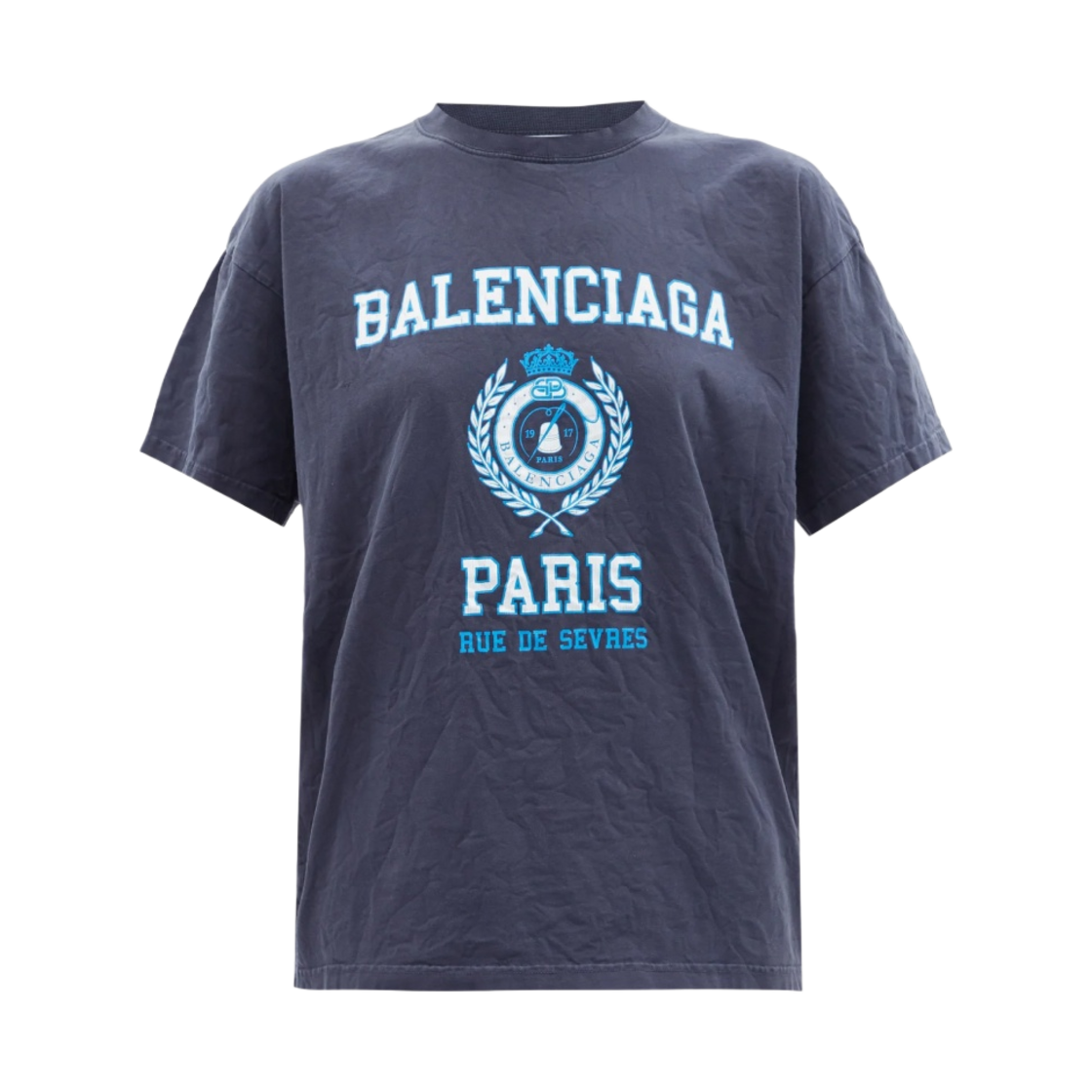 (W) 발렌시아가 컬리지 1917 미디움 핏 티셔츠 블루((W) Balenciaga College 1917 Medium Fit T-Shirt Blue) - 1