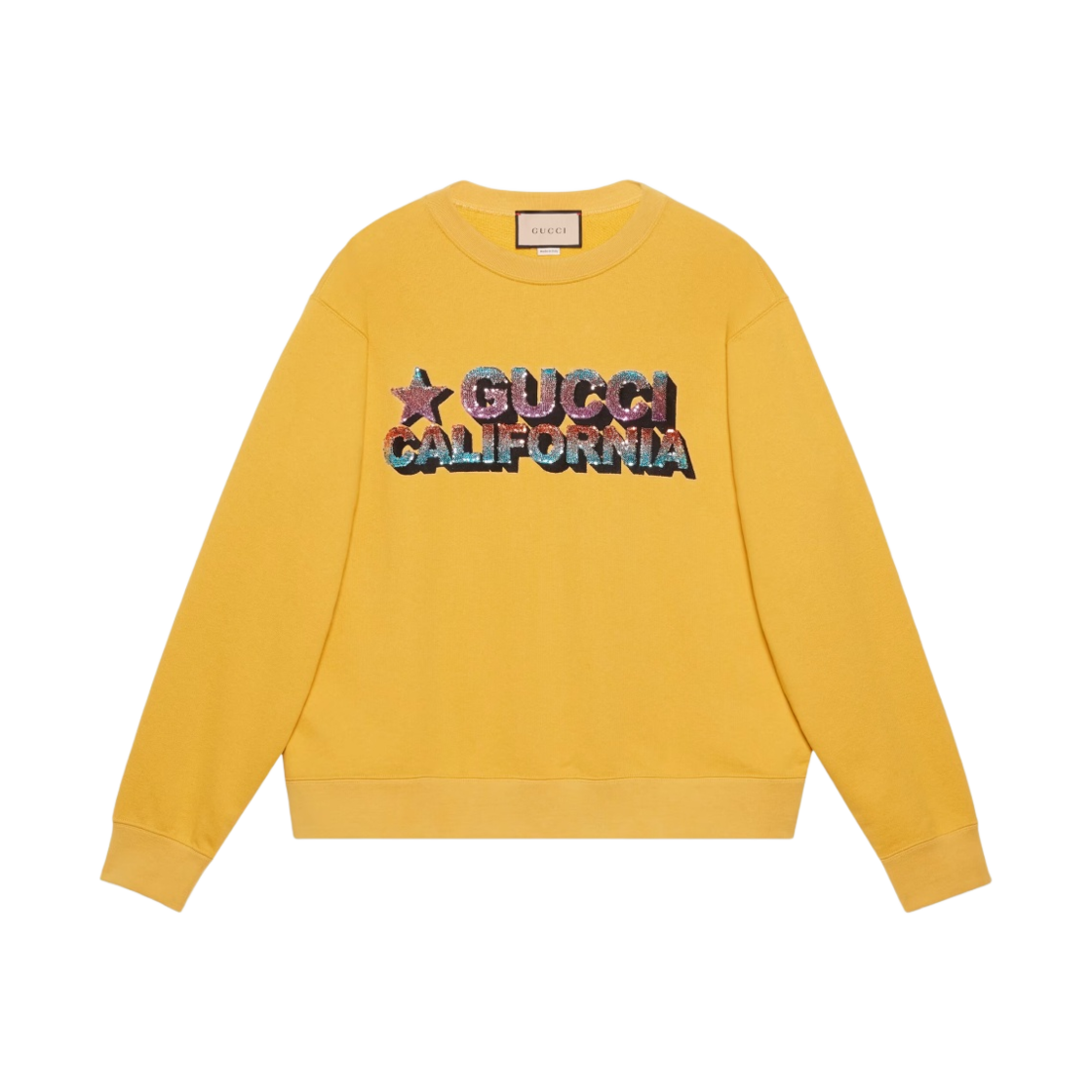 구찌 시퀸스 코튼 저지 스웨트셔츠 옐로우(Gucci Cotton Jersey Sweatshirt with Sequins Yellow) - 1