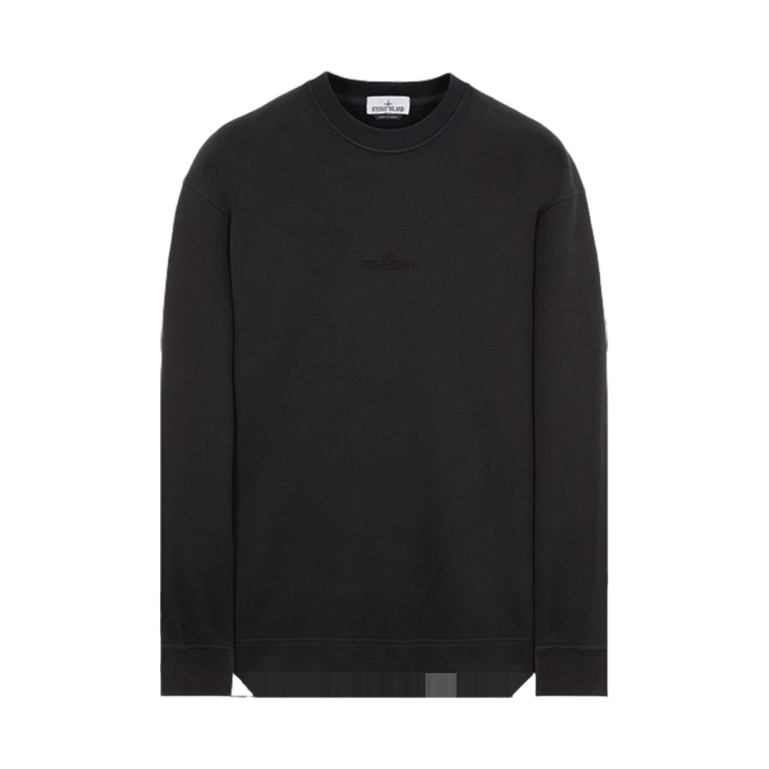 791565477-V0029 Stone Island 65477 Brushed Cotton Fleece Garment Dyed Crewneck Sweatshirt Black - 23FW