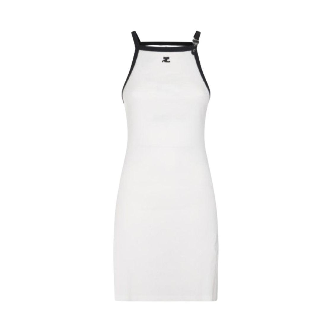 (W) 꾸레쥬 버클 콘트라스트 드레스 헤리티지 화이트 블랙((W) Courreges Buckle Contrast Dress Heritage White Black)