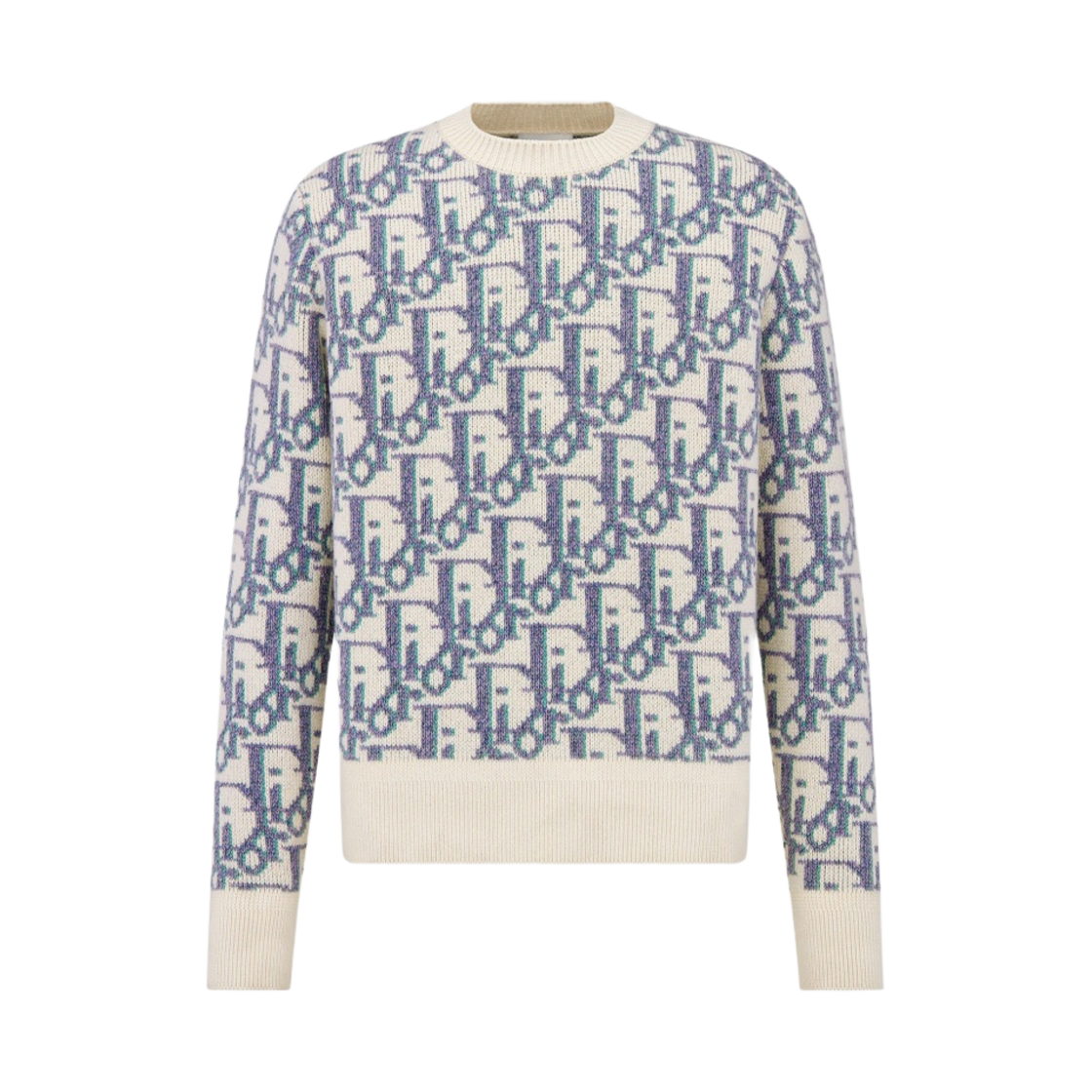 디올 오블리크 스웨터 화이트 모브 씨 그린 울 자카드(Dior Oblique Sweater White Mauve Sea Green Wool Jacquard) - 1