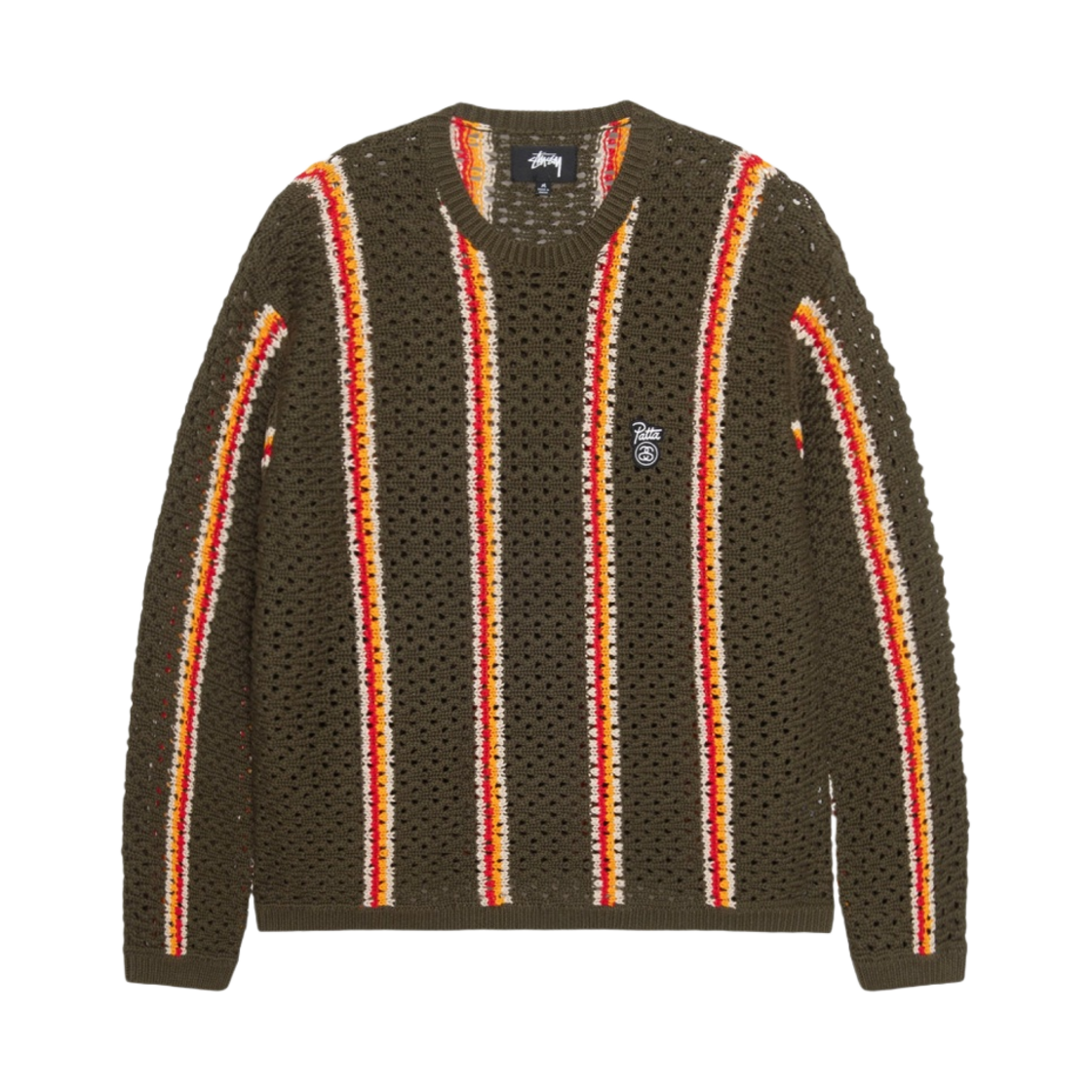 스투시 x 파타 스트라이프 루즈 게이지 스웨터 올리브(Stussy x Patta Striped Loose Gauge Sweater Olive)