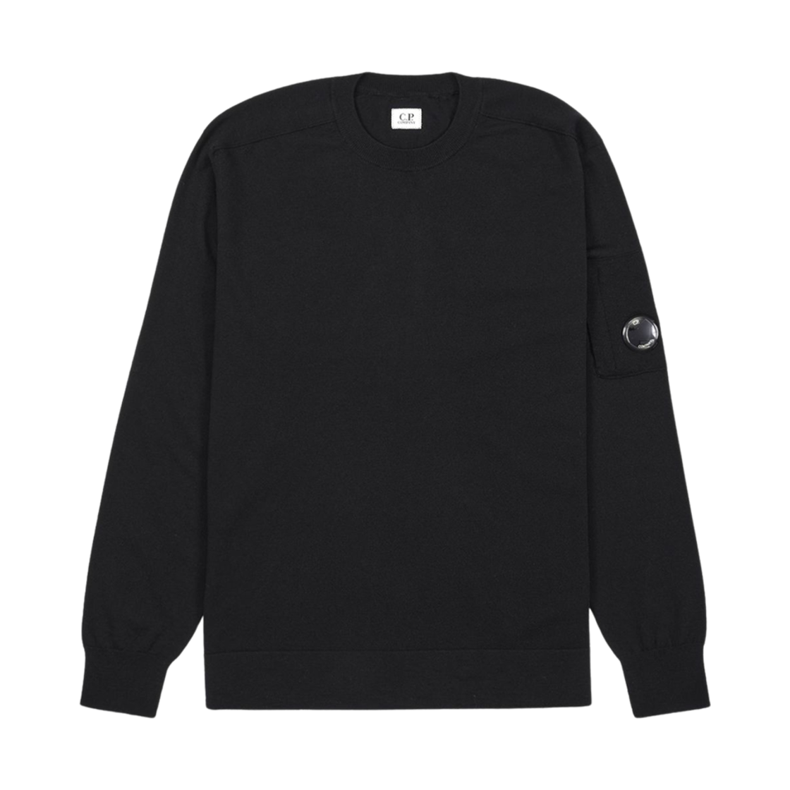 17CMKN051A005528A999 C.P. Company Lens Merino Wool Crewneck Knit Black - 24FW