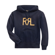 Double RL Logo Fleece Hoodie Faded Navy