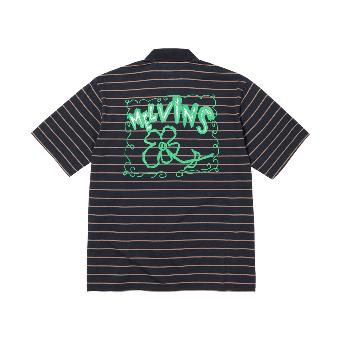 슈프림 x 멜빈스 스트라이프 숏슬리브 폴로 블랙 - 24SS