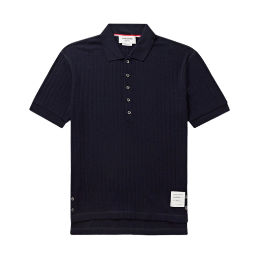 Thom Browne Rib Cuff Wool T-Shirt Navy