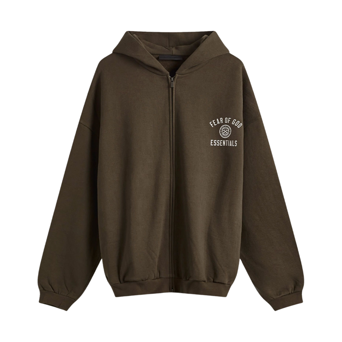 - Essentials Heavy Fleece Full Zip Hoodie Brown - 24FW