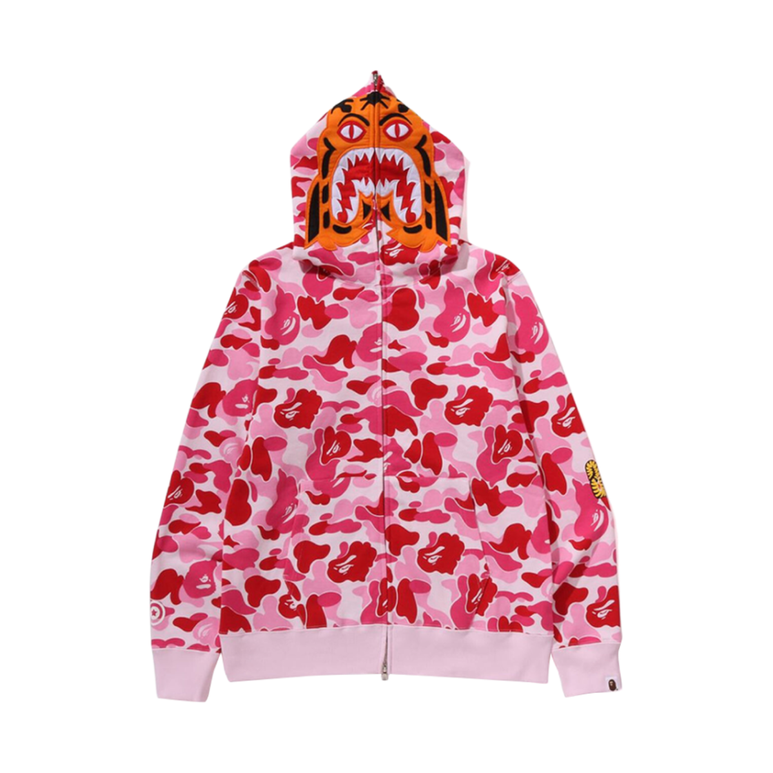 베이프 ABC 카모 타이거 풀 집 후드 핑크