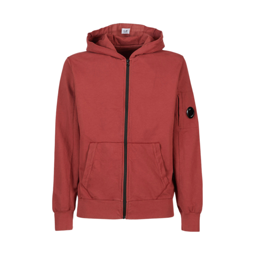C.P. Company Light Fleece Zipped Hoodie Ketchup Red - 23FW