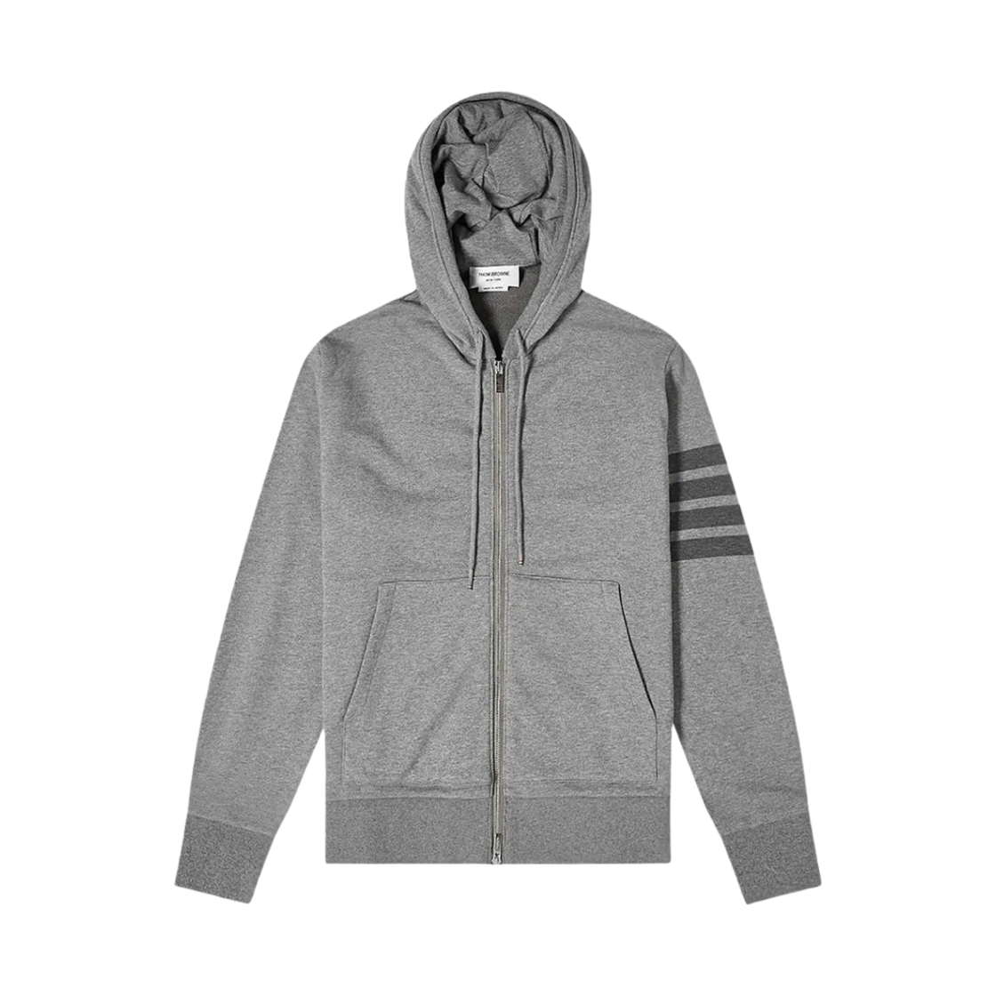 톰브라운 코튼 루프백 릴렉스 핏 토날 사선 후드 집업 미디움 그레이
