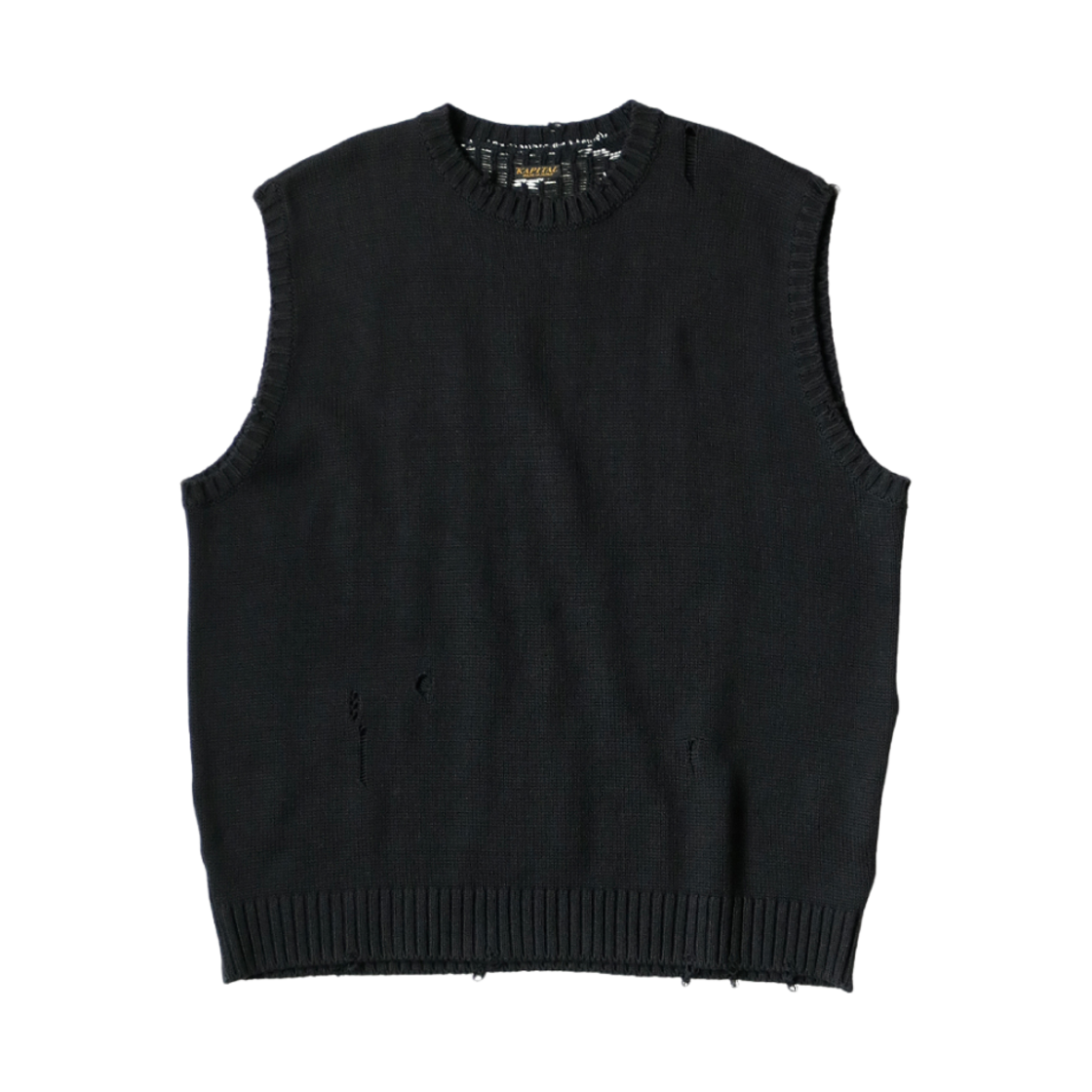 캐피탈 5G 코튼 본 베스트 블랙(Kapital 5G Cotton Knit Bone Vest Black) - 2