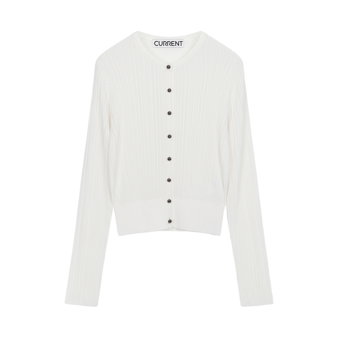 커렌트 레이온 라운드 니트 가디건 아이보리