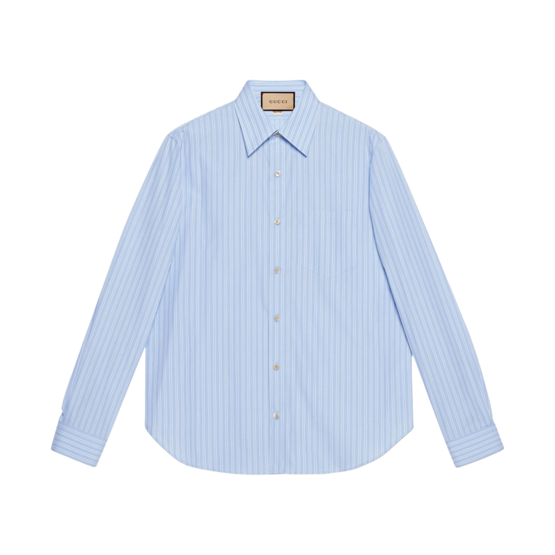 구찌 포켓 스트라이프 코튼 셔츠 블루 화이트(Gucci Striped Cotton Shirt with Pocket Blue White) - 1