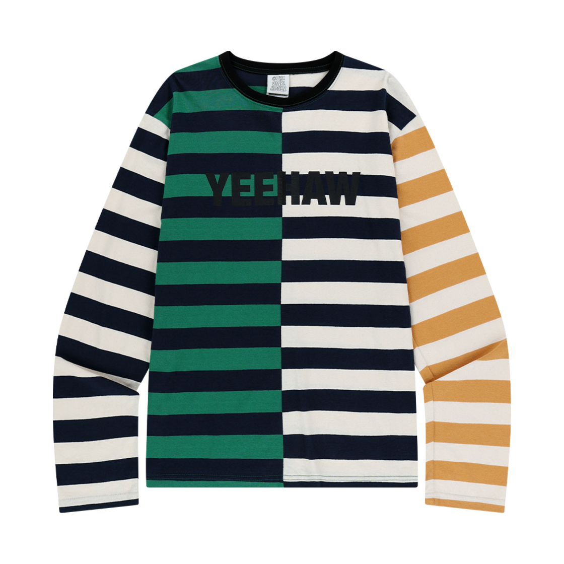더바이닐하우스 페인팅 스트라이프 롱슬리브 티셔츠 그린